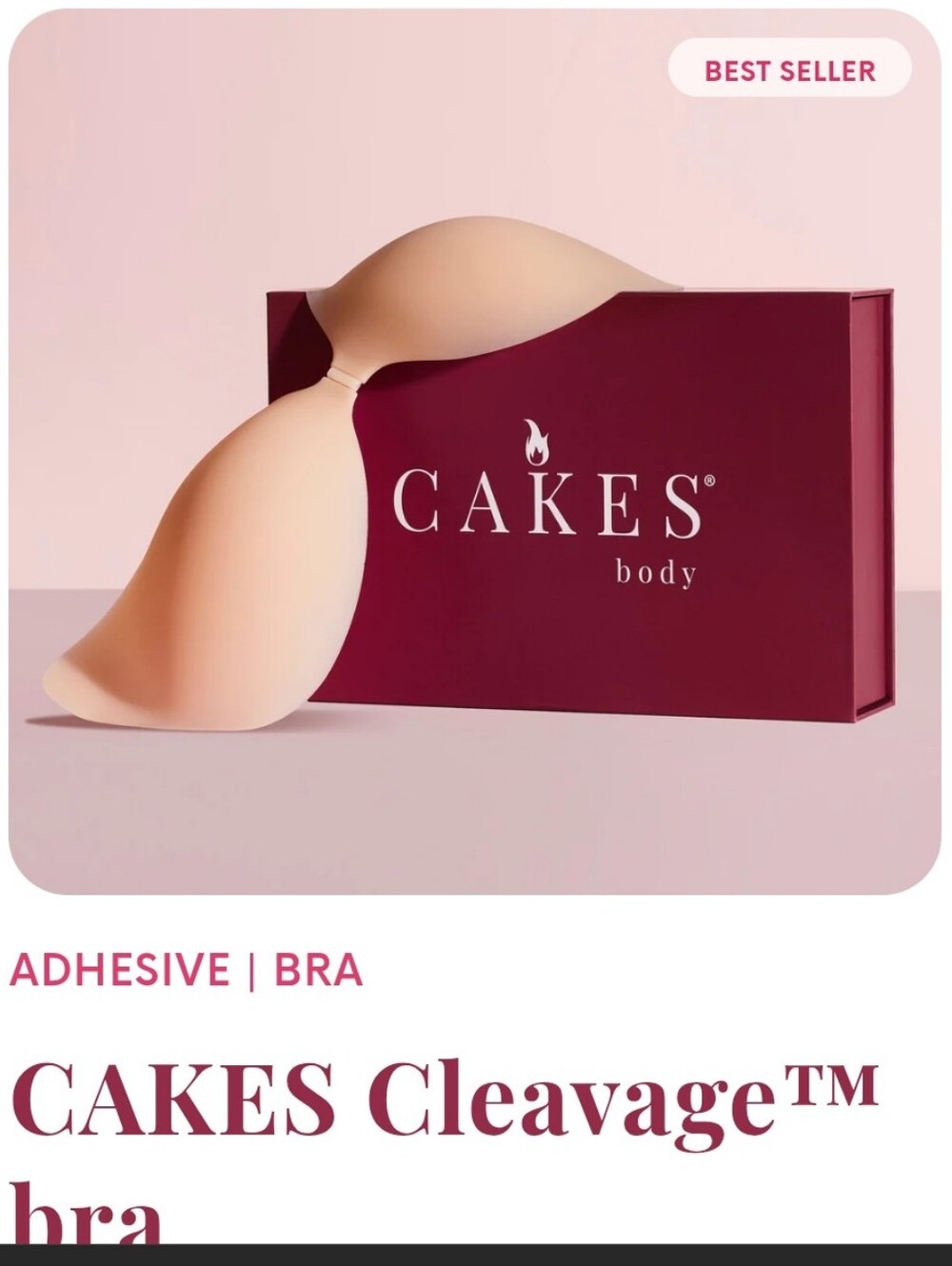 NEW -Cakes Body Cleavage Bra Honey Sz LARGE